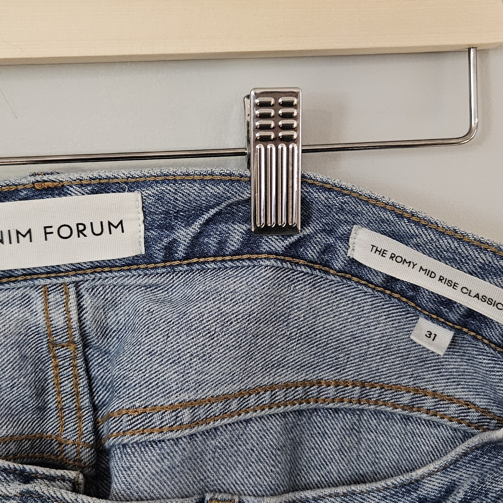 Denim Forum The Romy Blue Straight Leg Mid-riseJeans - Size 31, 30L